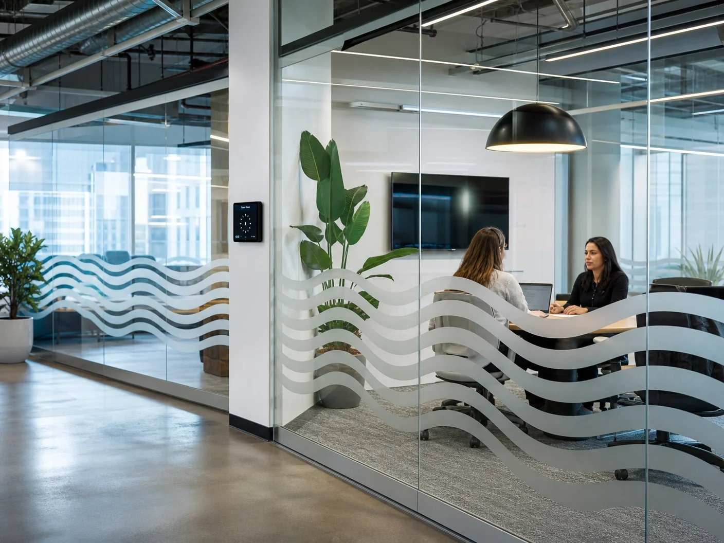 Wave cut frosted stickers for office privacy glass in Dubai - JLT - Business Bay - Marina