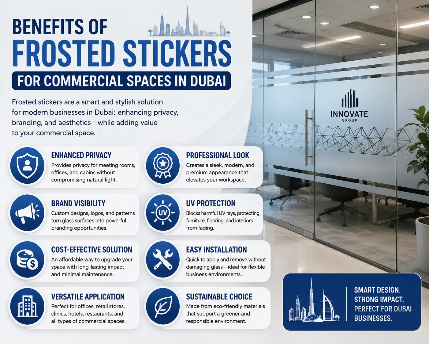 Benefits Of Frosted Stickers For Commercial Spaces In Dubai