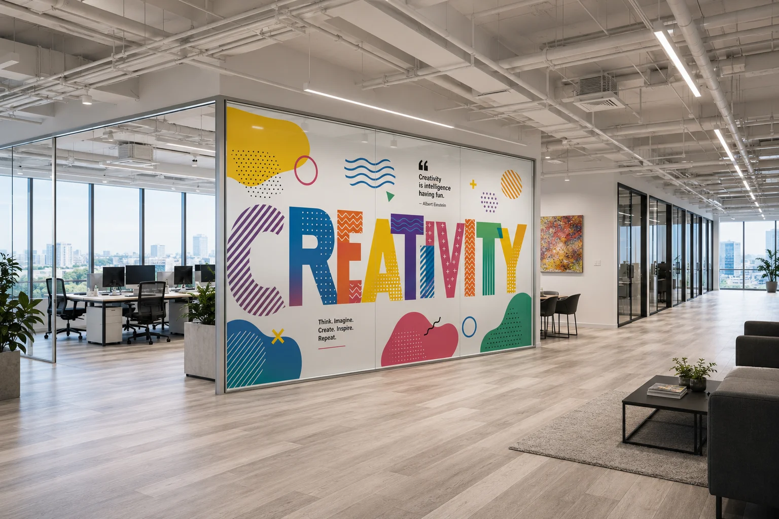 Custom printed frosted film on office partitions in Dubai - DIFC - Downtown Dubai - Deira